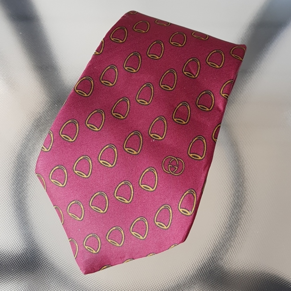 Vintage burgundy Gucci horsebit tie